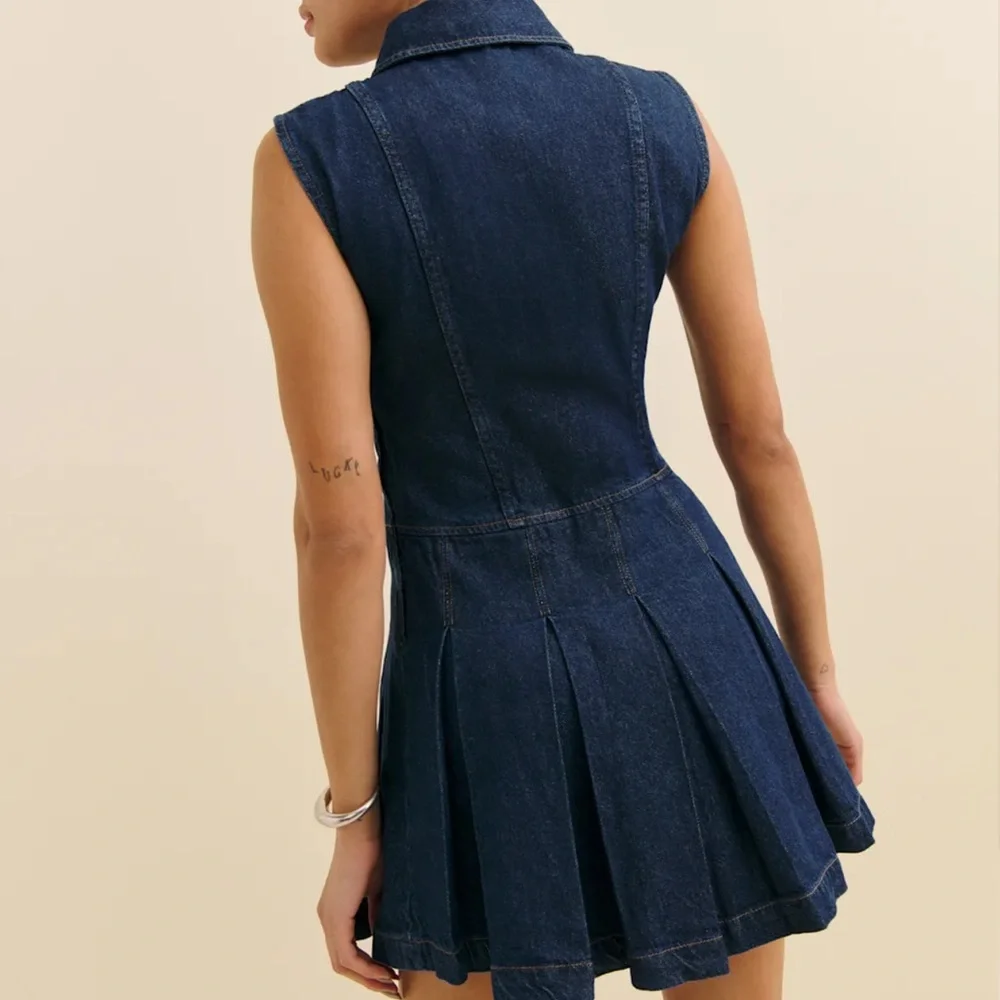 Reformation Arella Denim Mini Dress - Size 4 - NWT - Picture 2 of 9